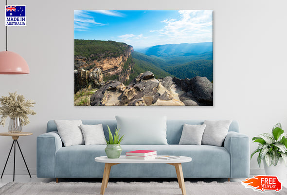 Mountains Hill & Forest View Print 100% Australian Made Stretched Canvas Ready to Hang - NT-111