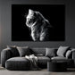 Cat Side Look Isolated in Black Print 100% Australian Made Stretched Canvas Ready to Hang - BW-111