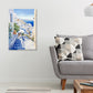 Whitewashed Buildings Ocean Scenery Print 100% Australian Made 40x60cm Stretched Canvas Ready to Hang