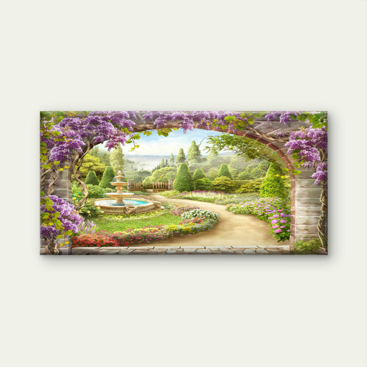 Japan Wisteria Flower Arch Wall Art Canvas Office Home Room Framed 120x60cm