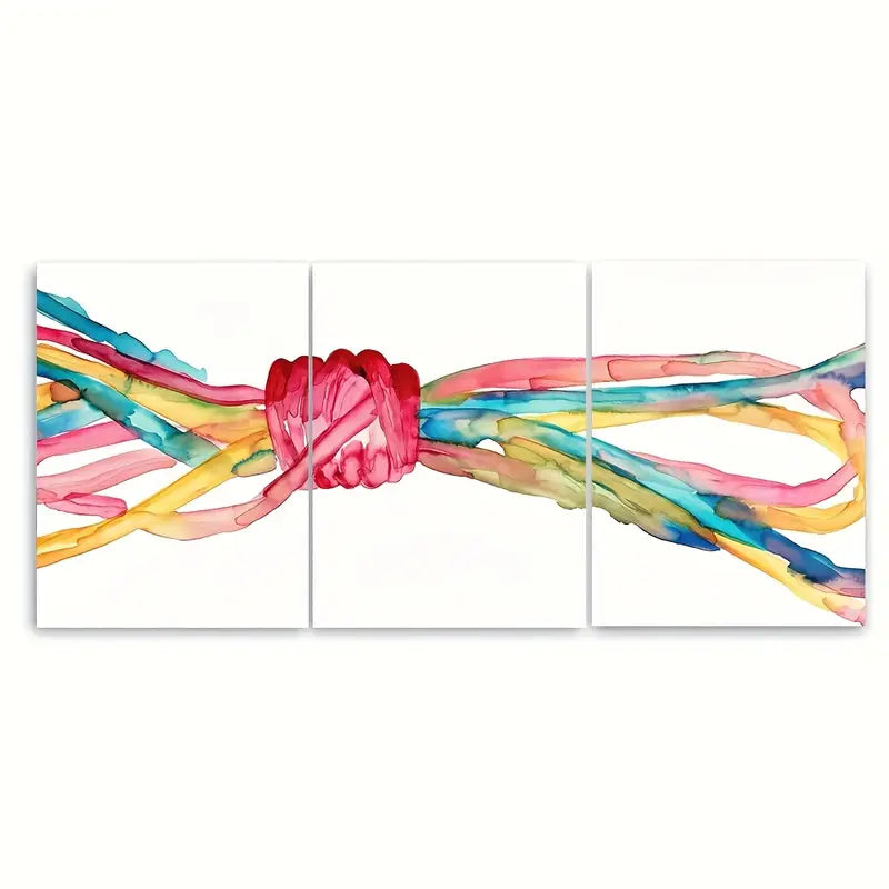 3pcs Vibrant Watercolor Lasso Painting Metal Print Ready to Hang Art