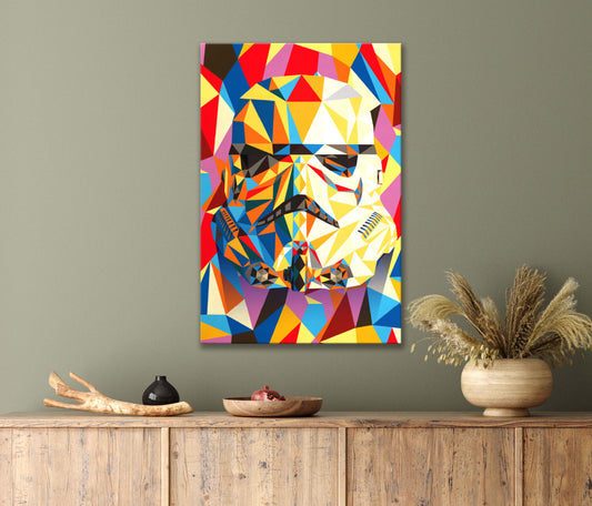 Colorful Twist of Funky Geometric Face Abstract Painting Print 100% Australian Made 40x60cm Stretched Canvas Ready to Hang