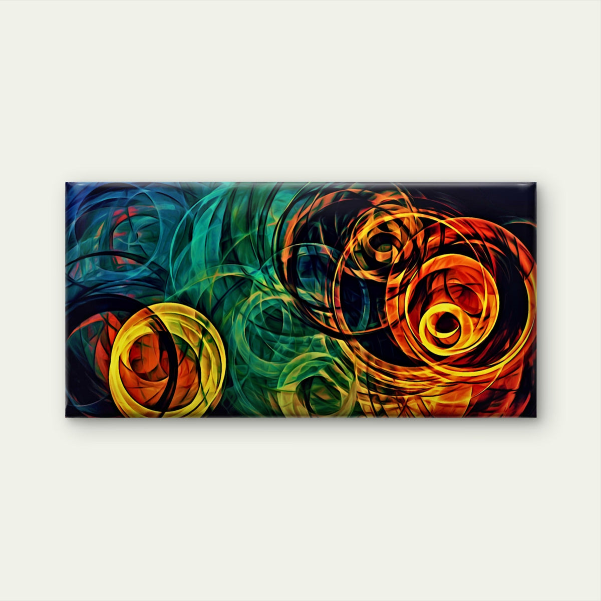 Vibrant Abstract Oil Swirls Wall Art Canvas Office Home Room Framed 120x60cm