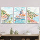 3pcs Vibrant Watercolor Beach House Coastal Metal Print Ready to Hang Art