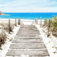 Wooden Pier Leading to the Sandy Beach Print 100% Australian Made 60x40cm Stretched Canvas Ready to Hang