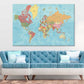 World Map Mercator Projection Print 100% Australian Made Stretched Canvas Ready to Hang - MP-111