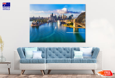 Major Architecture Landmarks in Sydney City Print 100% Australian Made Stretched Canvas Ready to Hang - AU-111