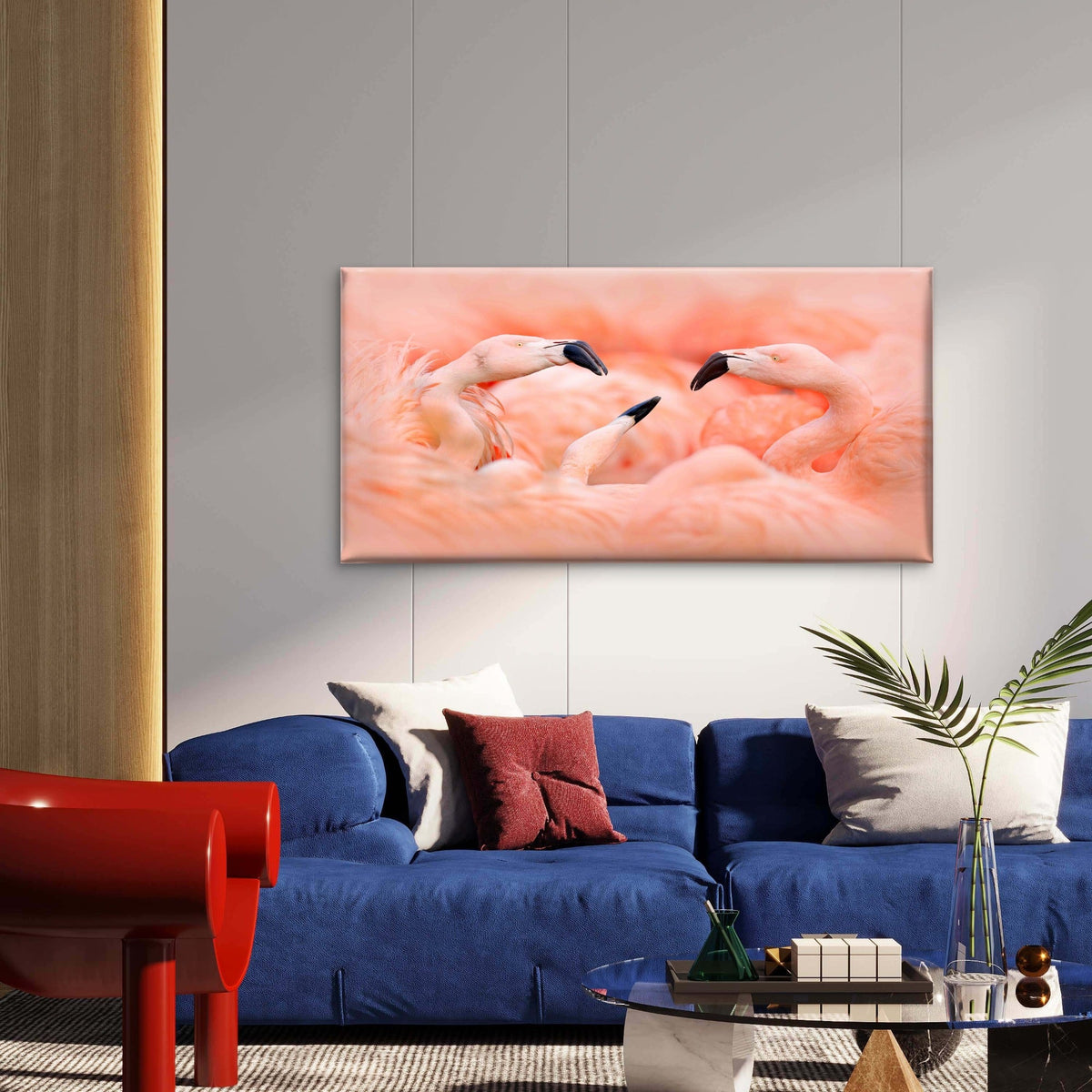 Elegant Of Pink Flamingos Wall Art Canvas Office Home Room Framed 120x60cm