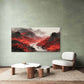 Red Forest Mountain River Scene Wall Art Canvas Office Home Room Framed 120x60cm