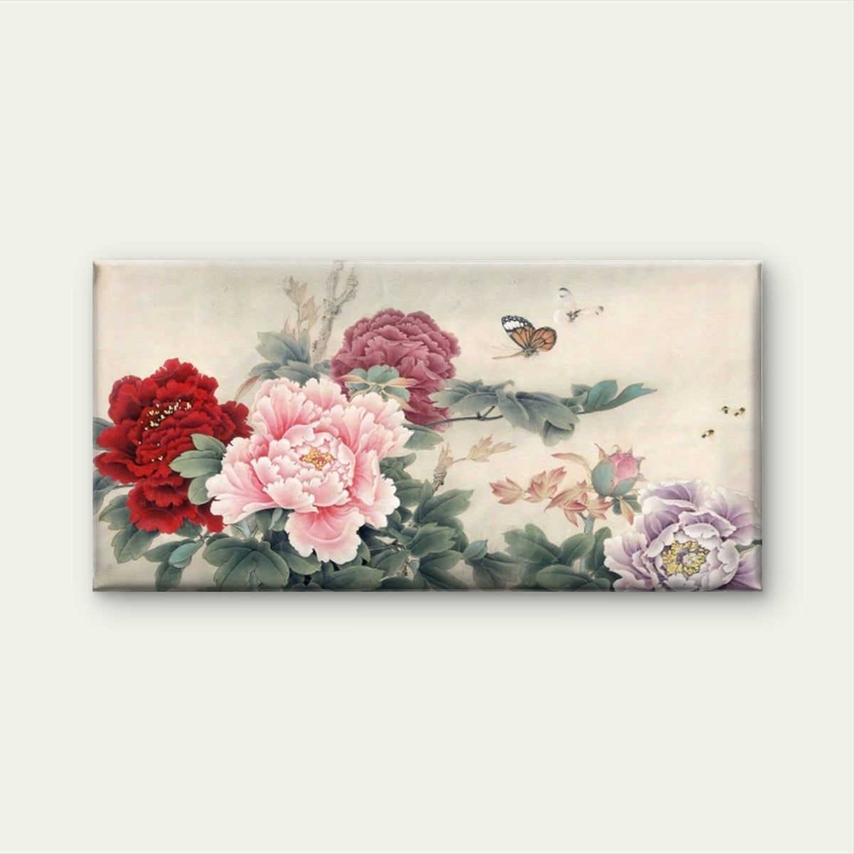 Peonies and Butterflies Chinese Wall Art Canvas Office Home Room Framed 120x60cm