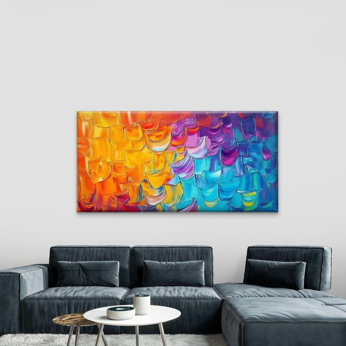 Vibrant Abstract Brushstroke Wall Art Canvas Office Home Room Framed 120x60cm