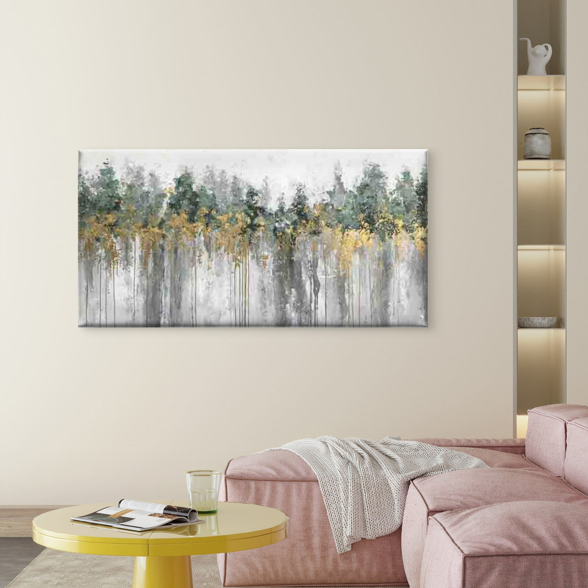 Abstract Forest Painting Wall Art Canvas Office Home Room Framed 120x60cm
