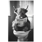 Black & White Funny Bull Reading Newspaper in Toilet Print 100% Australian Made 40x60cm Stretched Canvas Ready to Hang