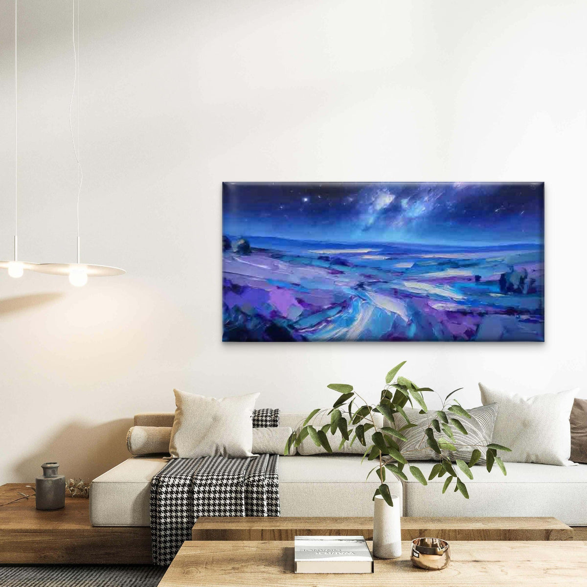 Dreamy Starry Night Landscape Wall Art Canvas Office Home Room Framed 120x60cm