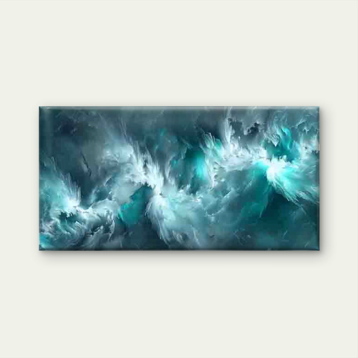 Abstract Turquoise Ocean Wall Art Canvas Office Home Room Framed 120x60cm