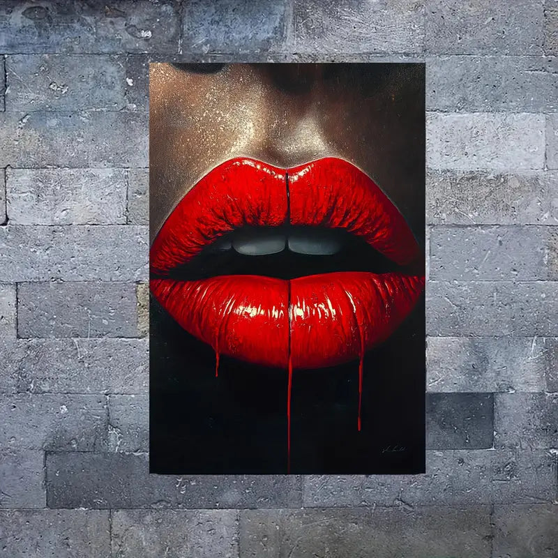 Black Girl Face & Red Lips Print 100% Australian Made 40x60cm Stretched Canvas Ready to Hang