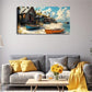 Rustic Beach House & Boat Wall Art Canvas Office Home Room Framed 80x45cm