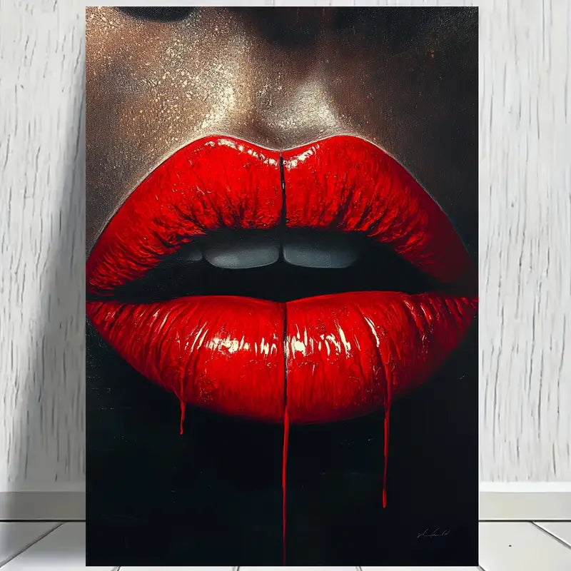 Black Girl Face & Red Lips Print 100% Australian Made 40x60cm Stretched Canvas Ready to Hang