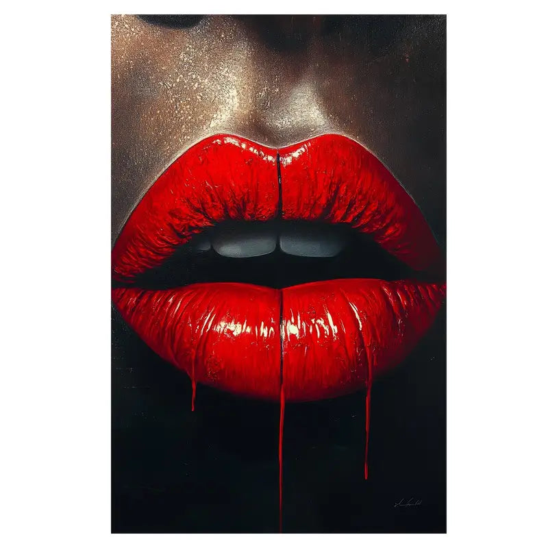 Black Girl Face & Red Lips Print 100% Australian Made 40x60cm Stretched Canvas Ready to Hang