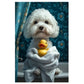 Playful Dog with Rubber Duck Print 100% Australian Made 40x60cm Stretched Canvas Ready to Hang