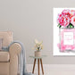 Red Pink Flowers & Pink Perfume Bottle Fashion Print 100% Australian Made Stretched Canvas Ready to Hang - FS - 153