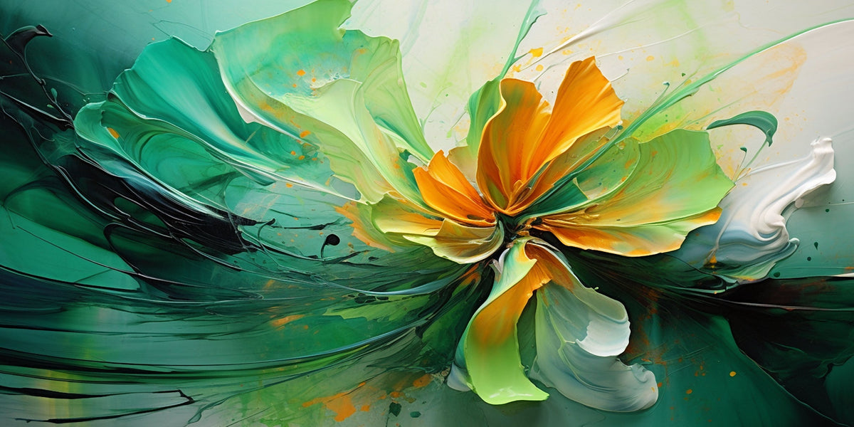 Abstract Green Gold Flower Wall Art Canvas Office Home Room Framed 120x60cm