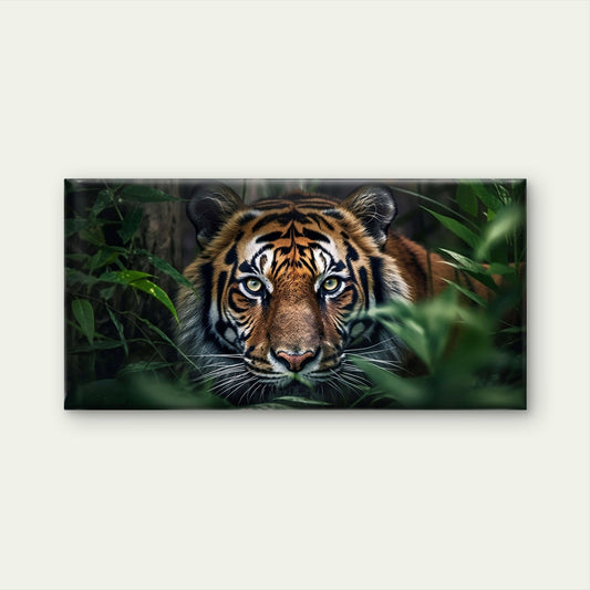 Majestic Tiger Face Close Up Jungle Wildlife Wall Art Canvas Office Home Room Framed 80x45cm