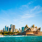 Opera House & city skyline of Sydney Print 100% Australian Made Stretched Canvas Ready to Hang - AU-112