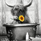 Cow Sitting in Bathtub with Soap Bubbles Print 100% Australian Made 40x60cm Stretched Canvas Ready to Hang