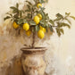 Painting Of a Lemon Tree in a Pot Print 100% Australian Made 40x60cm Stretched Canvas Ready to Hang