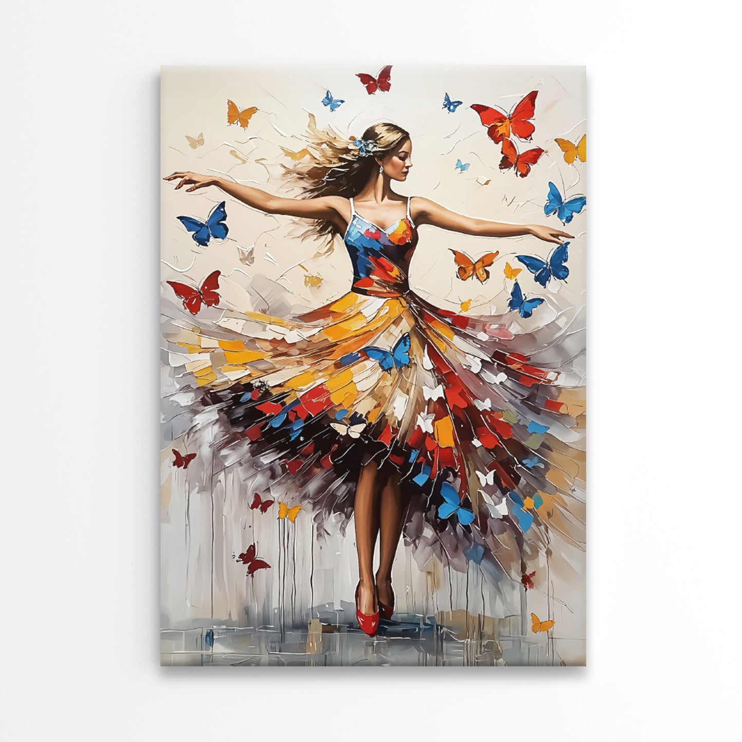 Dancing Woman with Butterflies Painting Print 100% Australian Made 40x60cm Stretched Canvas Ready to Hang