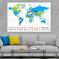 World Map Popular Flags Borders Print 100% Australian Made Stretched Canvas Ready to Hang - MP-112