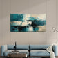 Modern Teal Blue Cream Textured Painting Wall Art Canvas Office Home Framed 120x60cm