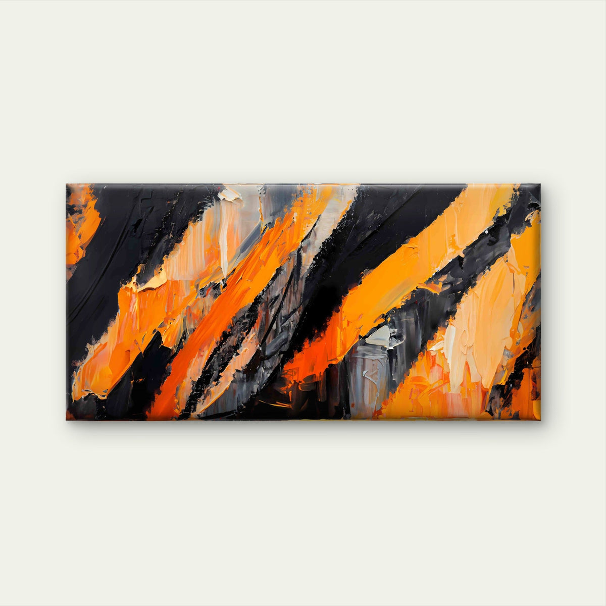 Textured Orange Acrylic Paint Wall Art Canvas Office Home Room Framed 120x60cm