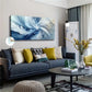 Soft Blue & White Abstract Floral Wall Art Canvas Office Home Room Framed 120x60cm