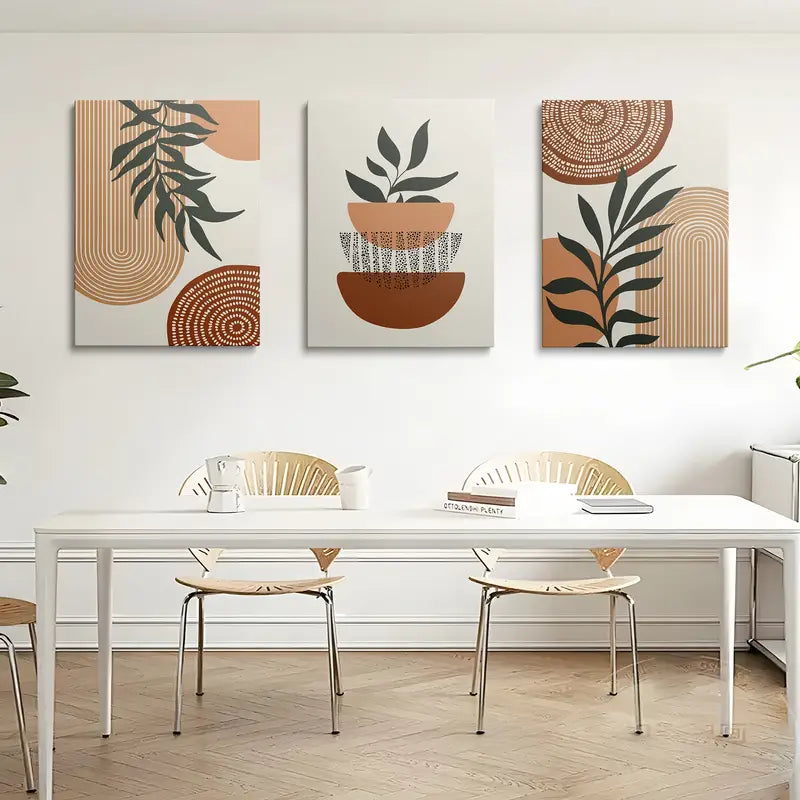3pcs Modern Minimalist Geometric Patterns Abstract Metal Print Ready to Hang Art