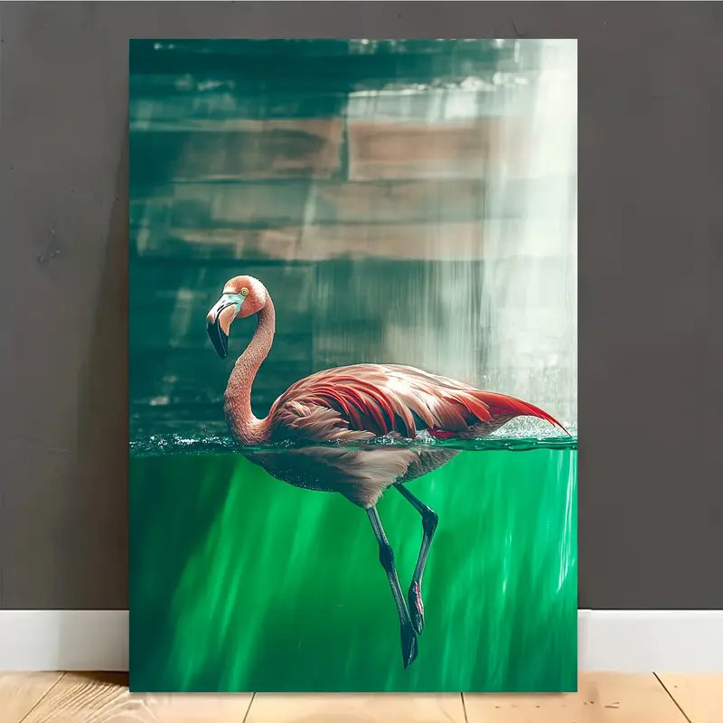 Flamingo Bird & Green Water Print 100% Australian Made 40x60cm Stretched Canvas Ready to Hang