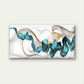 Fluid Shapes in Teal And Golden Wall Art Canvas Office Home Room Framed 120x60cm