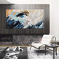 Modern Abstract Blue & White Eye Motif Wall Art canvas office home room framed 120x60cm