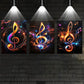 3pcs Abstract Colorful Musical Notes Classic Design Metal Print Ready to Hang Art