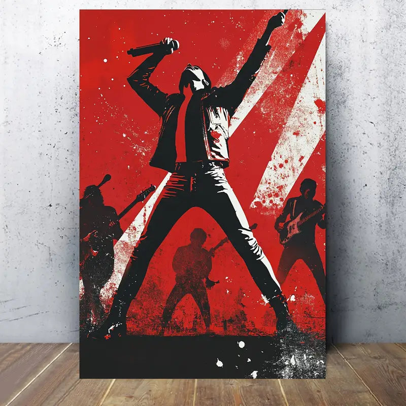 Music Band Black Red & White Photograph Print 100% Australian Made 40x60cm Stretched Canvas Ready to Hang