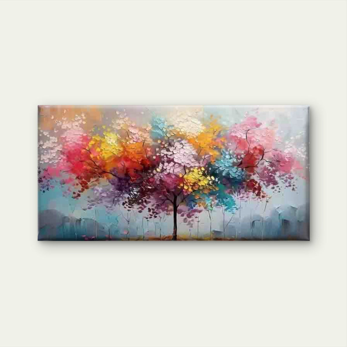 Colorful Abstract Tree Painting Wall Art Canvas Office Home Room Framed 120x60cm
