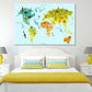 Funny Cartoon Animal World Map Print 100% Australian Made Stretched Canvas Ready to Hang - MP-113