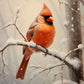 Red Bird on a Branch in The Snow Print 100% Australian Made 40x60cm Stretched Canvas Ready to Hang