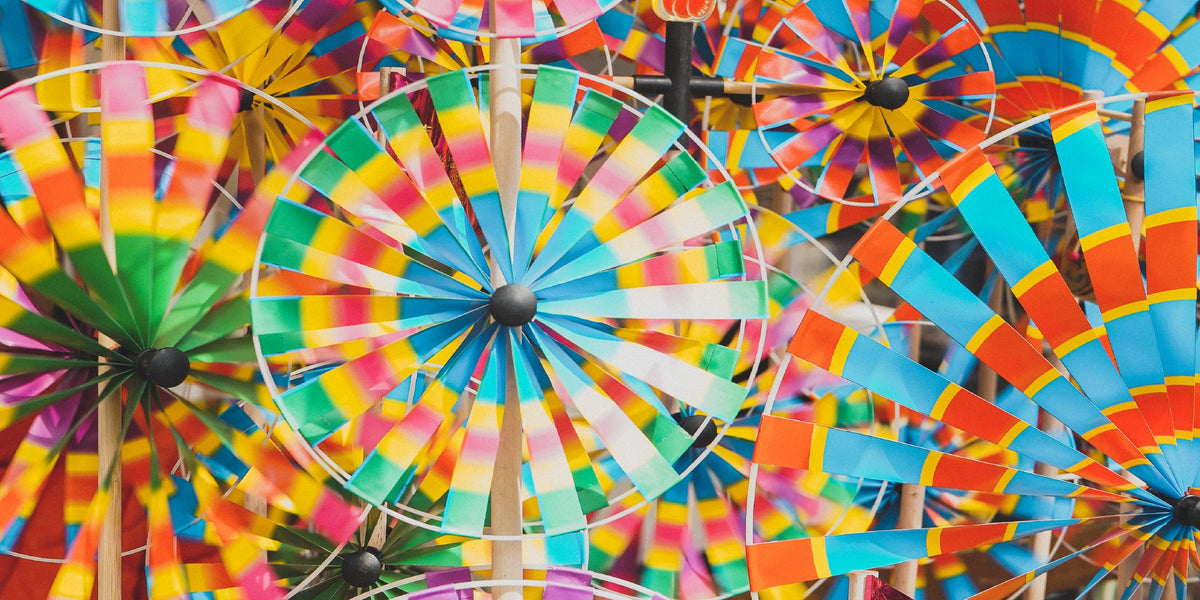 Rainbow Wind Spinner Pinwheels Wall Art Canvas Office Home Room Framed 80x45cm