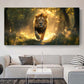 Golden Light Majestic Lion wall canvas office home room framed 120x60cm