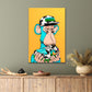 Funky Cartoon Monkey Eating a Doughnut with A Cool Cap Print 100% Australian Made 40x60cm Stretched Canvas Ready to Hang