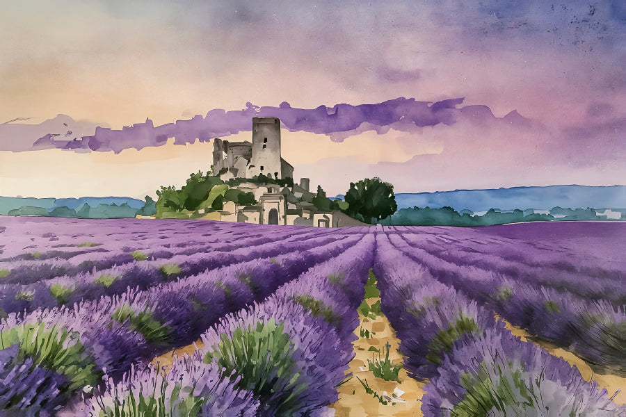 Stunning Lavender Field in Full Bloom Print 100% Australian Made 60x40cm Stretched Canvas Ready to Hang