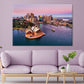 Pinkish colorful sunrise over Sydney city Print 100% Australian Made Stretched Canvas Ready to Hang - AU-113