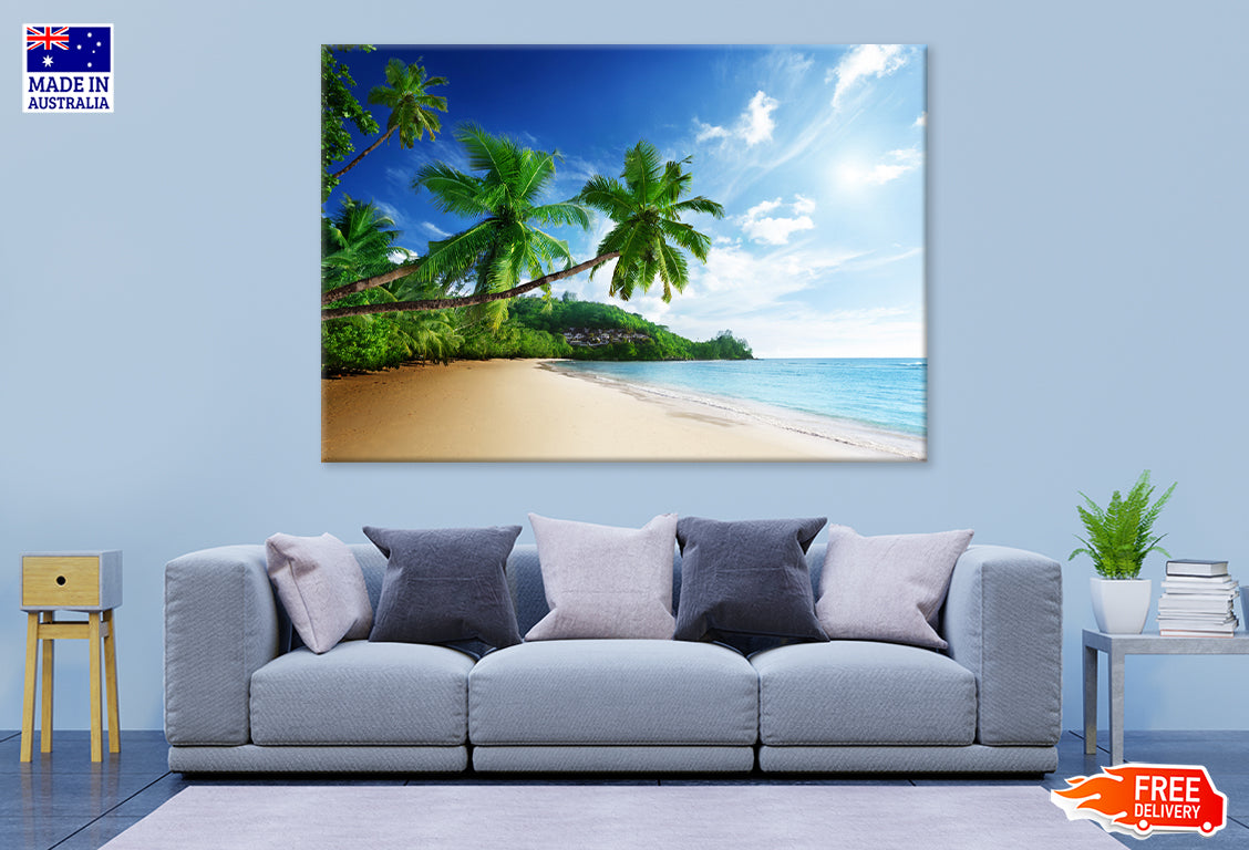 Sunset On Mahe Island, Seychelles Print 100% Australian Made Stretched Canvas Ready to Hang - BC-113